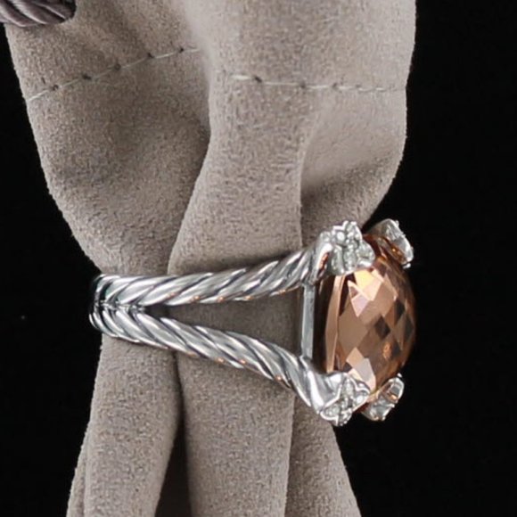 SOLD-David Yurman Cushion On Point Morganite Ring - Picture 6 of 8
